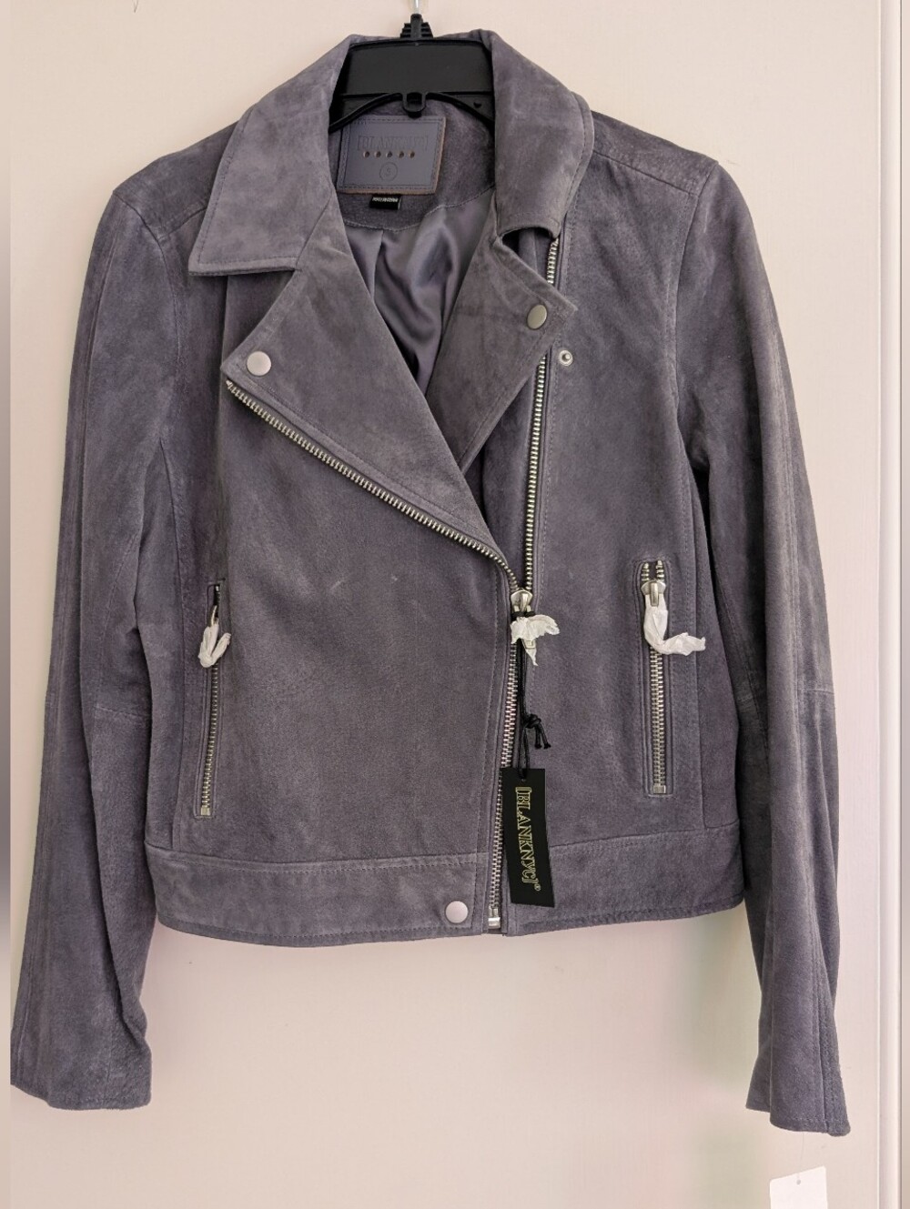 NWT Blank NYC Gray Suede Moto Jacket